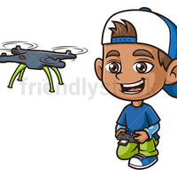 Kid with flying drone